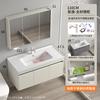 Lavabo de baño de acero inoxidable blanco leche con panal de abeja, lavabo integrado de cerámica, mueble de baño