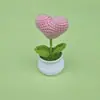 Ramo de Corazones de Hilo Tejidos a Crochet Terminados Planta en Maceta Adorno Decorativo Lindo Regalo para Maestro, Amigo o Mejor Amigo