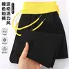 Shorts Mamba Transfronteiriço com Retalhos Pretos, Unissex Verão Tendência Solto Nicho Desconstruído Amassado Casual Reto