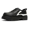 Zapatos Casuales de Cuero para Hombre con Suelas Gruesas y Aumento de Altura, Nuevo Estilo Coreano Negro Ins Zapatos de Moda para Todas las Estaciones, Zapatos de Calle para Hombre