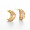 Brincos Europeus e Americanos Transfronteiriços Brilhantes de Zircônia Cheios de Diamante em Forma de Gota de Água com Formato de C Tendência para Mulheres com um Toque de Luxo Leve e de Alta Qualidade