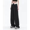 PPHOME moda cool tuning ~ calça de terno cinza de verão cintura alta calça de perna larga drapeado varredor casual