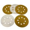 Disco de Polimento Flocado Amarelo de 6 Polegadas com 8 Furos, Lixa Redonda de Apoio para Lixamento a Seco de 5 Polegadas com 8 Furos, Lixa Flocada de 125mm