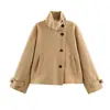 Comércio Exterior Roupas Femininas Outono e Inverno 2026 Moda Europeia e Americana Casaco de Lã Solto com Gola Alta de Manga Longa de Botão Único para Mulheres F612107
