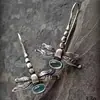 Pendientes de Gancho de Plata Antigua Multicolor Retro de Libélula Transfronterizos Accesorios de Deseos Transfronterizos Pendientes de Insectos Personalizados Europeos y Americanos para Mujer Venta Directa