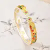 Pé de prata 999.9 esmalte dourado lago de lótus lótus lunar ruyi abertura pulseira de prata esterlina atacado nova pulseira chinesa