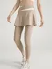 Calça Esportiva Falsa de Duas Peças Colorida para Mulheres, Cintura Alta, Levanta Bumbum, Anti-Exposição, Calça para Corrida e Fitness, Calça Saia de Yoga Nude Sem Costura para Outono
