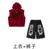Conjunto de Roupa de Performance Hip-Hop Infantil Meninas Hip-Hop Cool Bonito Calças Rasgadas Hiphop Infantil Roupa Moderna Hip-Hop Meninos Verão