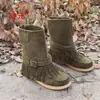 Modelo 2026 Juyuan Deseo de Invierno Botas de Calcetín de Suela Plana Talla Grande Bolso Cosido Estilo Étnico Botas de Algodón Botas de Cuero para Mujer