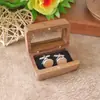 Gemelos de Madera Maciza de Nogal Negro Caja de Madera Set de Regalo Gemelos Rectangulares con Ventana para Hombre Caja de Regalo para Gemelos Almacenamiento