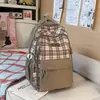 Mochila Cuadros Fresca y Sencilla, Nueva Bolsa Escolar Linda Estilo Ins con Gran Capacidad, Bolso Versátil de Doble Hombro para Estudiantes de Secundaria