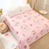 Lençol de Algodão Lavado Estampado para Cama de Solteiro para Dormitório, Anti-Sujeira, Respirável, Portátil para Viagem, Tecido Escovado