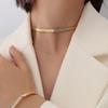Francês choker estilo lâmina corrente conectando quadrado zircônio diamante colar pulseira joias banhadas com 18 reais ouro ornamentos de mão