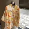 Exportación Europea y Americana Francia Otoño e Invierno Algodón Lino Tacto Manual Bufanda Estampado en Caliente Flor de Ciruelo Borla Bufanda Chal Cálido para Mujeres