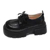 Zapatos de cuero versátiles de estilo británico con suela gruesa para mujer, para primavera y otoño, mocasines de corte profundo de moda nuevos para mujer, 2026 con cordones