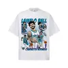 Camiseta de manga corta resistente estilo americano LaMelo Ball para hombre, cuello pequeño, manga media, top con efecto copo de nieve lavado