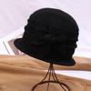 Sombrero de Madre de Ala Ancha a Prueba de Frío para Otoño e Invierno, Versátil y Cálido, Decoración de Girasol de Flor de Cuatro Hojas para Personas de Mediana Edad y Mayores