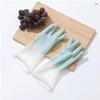 Guantes bicolor para lavar platos para mujer de goma cocina lavado de verduras limpieza del hogar duraderos delgados calcomanías impermeables lavandería hogar