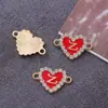 Moda europeia e americana anéis duplos joias com letras de diamante acessórios pingente de coração colorido acessórios para colar pulseira DIY