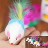 Color de gato pluma cola ratón mancha venta al por mayor gato mascota juguete gato suministros ratón de peluche