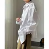 Nova Camisa Branca de Outono Estilo Europeu e Americano Simples e Fashion Silhueta Lapela Casual Solta Aparência Emagrecedora Top Confortável para Mulheres