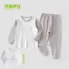 Conjunto de ropa interior térmica holgada para otoño e invierno para niños, que incluye una camiseta y pantalones, para bebés, diseñado para abrigar y la comodidad en casa