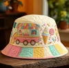 Sitio Web Independiente Transfronterizo Nuevo Modelo Coche de Viaje Patrón Bordado Acolchado Estampado Unisex Sombrero de Pescador Arcoíris Sombrero de Sol