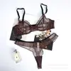 Nuevo Conjunto de Lencería Floral de Encaje Francés Ultra Fino para Verano Sexy para Busto Grande Hace Pequeñas Mujeres Conjunto de Sujetador Erótico