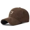Chapéu de Baseball Estilo Coreano Ins Veludo Cotelê Bordado Letra D Aba Curva Bico de Pato Outono Inverno Versátil Copa Rígida Tendência Atacado