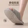 Pantuflas de algodón y lino de punta abierta, de tacón alto, para hombre y mujer, para casa, interiores, silenciosas, antideslizantes para pisos de madera, lino