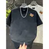 Camiseta Masculina de Manga Curta Verão Nova Marca Tendência Ombro Caído Celebridade da Internet Tie-Dye Pulôver Manga Curta Estilo Hong Kong Versão Coreana Atacado Transfronteiriço
