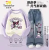 Camiseta de cuello redondo de la tripulación de la chica gato mofusand Vestido de verano Vestido para niños grandes Moda estilo occidental Top moderno para niña