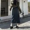 Falda Lápiz de Mezclilla Vintage de Cintura Alta para Mujer, Nuevo Estilo Otoño 2025, Falda Midi de Línea A Adelgazante con Abertura