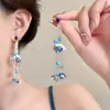 Brincos Estilosos de Flor com Franja de Contas Azuis para Mulheres, Perfeitos para o Verão, Brincos Bonitos e Exagerados Que Adicionam um Toque Atmosférico