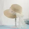 Sombrero de Playa de Ala Ancha de Verano con Cinta para Mujer, Protección Solar, Sombrero de Sol que Cubre el Rostro para Vacaciones en la Costa, Sombrero de Paja de Moda para Viajes