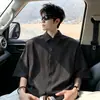 Camisa de Manga Corta con Estructura de Color Sólido Imitación Lino para Hombre Verano Delgada Transpirable Algodón Lino Camisa 2026 Nueva Chaqueta Informal