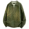 Camisa Polo Cinza Claro Estilo Old Money Masculina Manga Longa Outono High-End Bonito Oversize Solto Suéter de Tricô