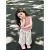 Novidades de Verão: Gatinha Querida! Conjunto de Top Regata de Verão e Calça com Estampa de Gato Rosa Kt para Meninas de Alta Qualidade, Moderno