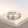 Anillo de Cola de Corazón de Doble Capa de Estilo Europeo y Americano de Moda para Mujer, Anillo Minimalista de Moda con Personalidad en Capas de Zirconia con Forma de Corazón