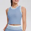 Roupa de Tênis Colete Esportivo Feminino Com Bojo Único Malha Fio Retrô Cor Contrastante Sutiã Fitness Top Curto de Yoga