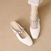 En stock~Zapatillas de Casa Mary Jane de Punta Cerrada para Mujer, Punta Cuadrada, Pedrería, Aumento Interno de Altura, Mocasines Slip-on, Cuña, Zapatos de Tacón Único