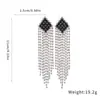 Pendientes de Plata Aguja con Diamantes de Zirconia Tachonados en Forma de Rombo con Borla 2026 Nuevos Pendientes Retro Europeos y Americanos de Lujo Ligero de Alta Gama para Mujer