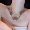 Collar vintage de segunda mano, lujo ligero europeo y americano, cadena de clavícula de alta gama, diseño de nicho, moderno y versátil, joyería llamativa