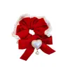 Scrunchie de Veludo Vintage com Fita de Laço e Textura Aveludada, Acessório de Cabelo Elegante Estilo Chanel para Crianças