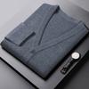 Casaco cardigan de meia-idade e idosos, tamanho grande, quente, outono e inverno, cardigan, gola de coração de frango, suéter de manga comprida, top de pai