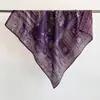 Lenço Feminino 2026 Primavera Novo Estilo Coreano Bloco de Cores Retrô Grafite 90 Lenço Grande Versátil Lenço de Pescoço Lenço de Seda Xale Algodão Linho