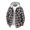 2025 Nova Camisa com Capuz Masculina Transfronteiriça Estilo Japonês Retrô Solta Tamanho Grande Jaqueta Camisa Xadrez para Homens