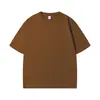Camiseta Base de Manga Corta de Algodón Puro de Peso Pesado 230g con un Diseño Elegante, Camiseta Redonda Versátil de Corte Holgado para Hombre, Color Sólido de Manga Corta con Estampado de Logo