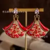 Brincos Paisagem Chinesa Antiga Vintage Estilo Nacional Brincos Antigos Cheongsam Elegantes Brincos de Luxo Leve Senso de Design Nicho