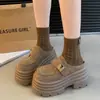 Ante Mate Retro Tamaño Pequeño 8cm Suela Gruesa Alargador de Altura Punta Cerrada Medias Zapatillas Mujer 2026 Primavera Nuevo Ins Súper Caliente